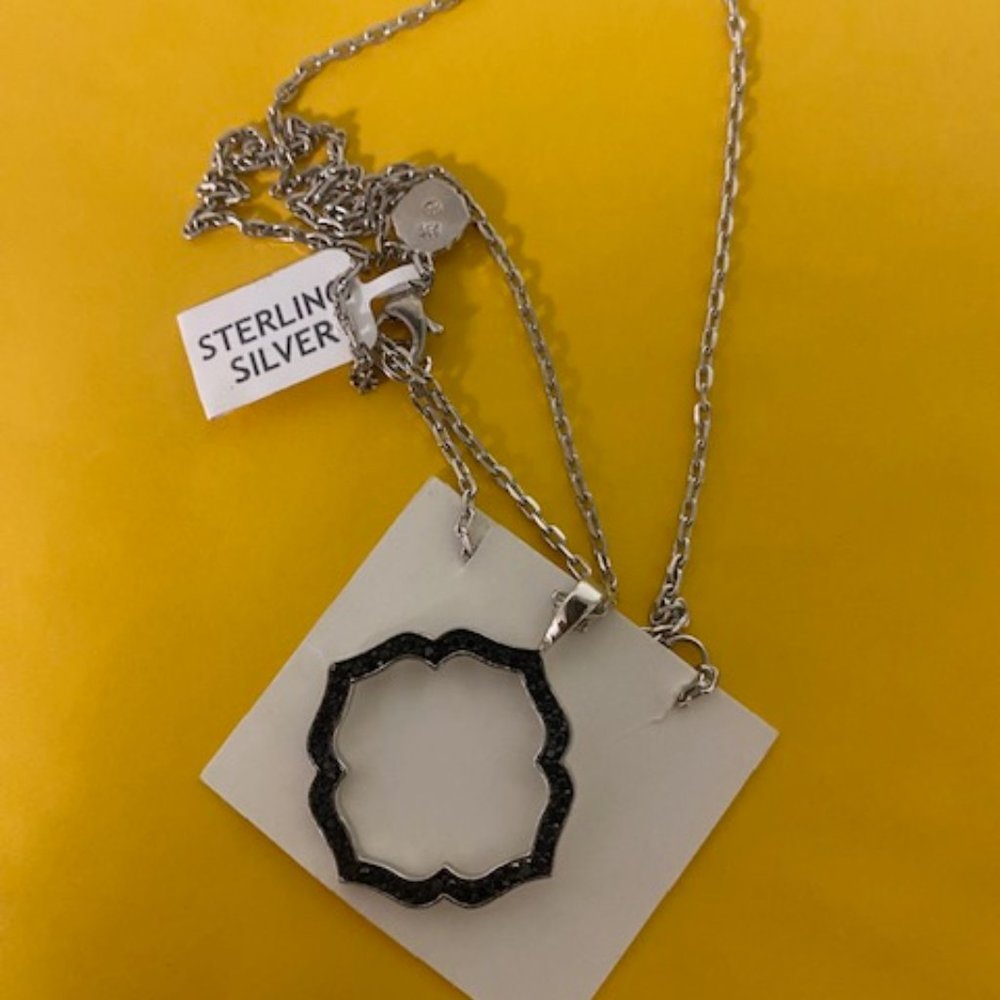 Black Diamond Pendant with Sterling Silver chain